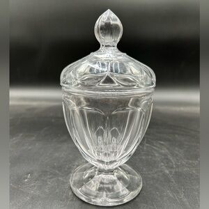 Clear Glass lidded candy dish compote